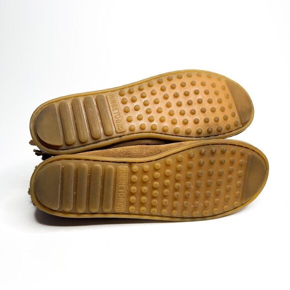 🍋 Minnetonka • Girls’ Double Fringe Side Zip Moccasin Bootie Size 4 - Picture 5 of 9